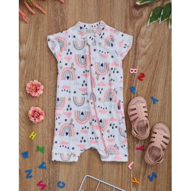 Imagem de Macacão Curto Bebê de Malha Canelado - Kambai, 3, Arco íris