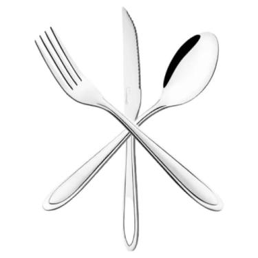 Imagem de Jogo de Talheres de Mesa para Restaurantes em Inox Prateado (América - Prata, 36pçs - Garfo, Faca e Colher)