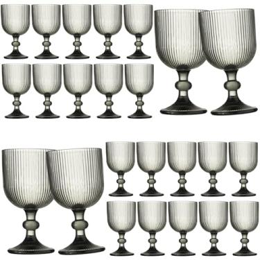 Imagem de 24 peças de taças de vinho vintage, taças de água de vidro colorido de 325 ml, padrão exclusivo em relevo, vidro de haste alta transparente, para festa de casamento, bar de vidro, copos chiques, linha