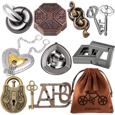 Imagem de 9 pcs Brain Teaser Puzzles Disentanglement Puzzles Metal Puzzle Logic Metal Puzzle for Adult Lock Puzzles Gift for AdultsTeenagers