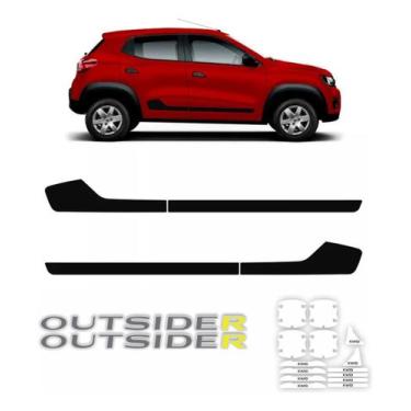 Imagem de Kit Faixa Lateral Blackout + Maçaneta  Kwid Outsider 2023 - Resitank
