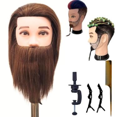 Imagem de Leticia Cabeça De Manequim Para Barbeiro, Corte Cabelo Masculino, Treinamento, Humano Com Barba