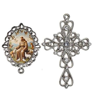 Imagem de Crucifixo Arabesco Terço de Noiva Relicario São Francisco Peças para M