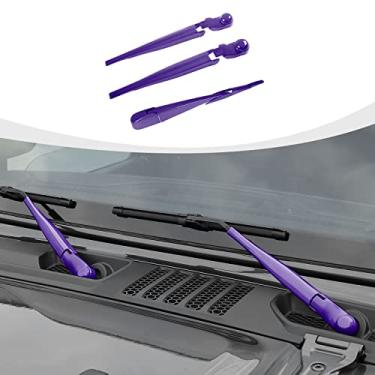 Imagem de RAZPOY Acabamento Das Palhetas Do Limpador De Para-Brisa Dianteiro E Traseiro Jl, Capa Palheta Compatível Com Jeep Wrangler Jlu Gladiator Jt 2018-2023, Roxo