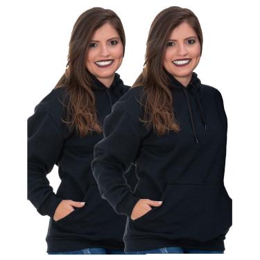 Imagem de Kit 2 Moletons Básico Flanelado Blusa Frio Moda Inverno-Feminino