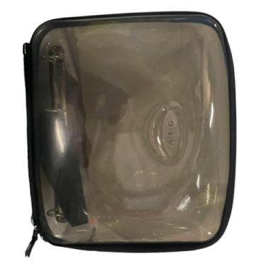 Imagem de Fichário Universitário Alça Zíper 32x36cm Transparente Preto - Aig Cam