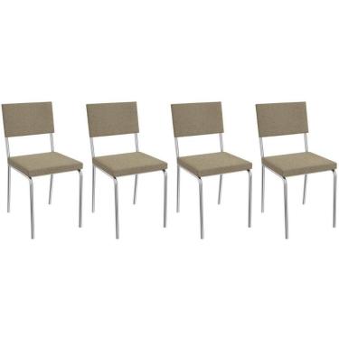 Imagem de Kit 4 Cadeiras de Cozinha Zaria 2C128 4 Un Cromado/Boucle Fendi A057 - Kappesberg