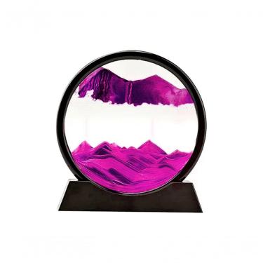 Imagem de Enfeite De Vidro Quadro Redondo Decorativo Duna Ampulheta Para Quarto Sala Escritório 18cm Rosa