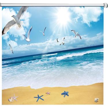 Imagem de Cortinas Blackout Portáteis, Cortinas De Rolo Com Padrão De Praia, Persianas De Janela De 60 Cm / 80 Cm / 100 Cm / 120 Cm / 140 Cm De Largura, One Color, 120W x 120H cm