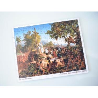 Imagem de Quebra-Cabeça Histórico Primeira Missa no Brasil 120 Peças, Victor Meirelles