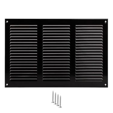 Imagem de TURvent Tampa de ventilação 10x6 (abertura do duto) - Grade de ar de retorno HVAC preta para parede e teto - Tampa de ventilação CA de metal com malha - Registro de ar retangular - Dimensões externas