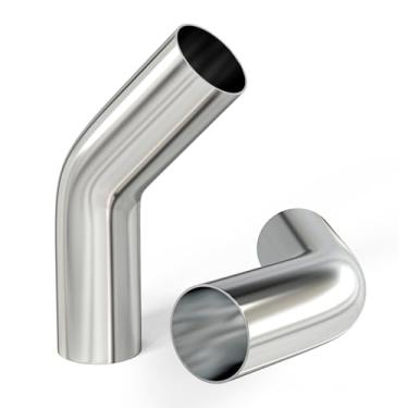 Imagem de GASHER Tubo Intercooler de alumínio 2 peças Tubo de liga de cotovelo de 45 graus 1 "OD, comprimento da perna 4" (100 mm), para sistemas de admissão e resfriamento