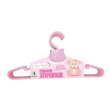 Imagem de Kit Com 5 Cabides Infantil Para Roupas De Crianças Ursinho Bebê E Mamãe (Rosa)
