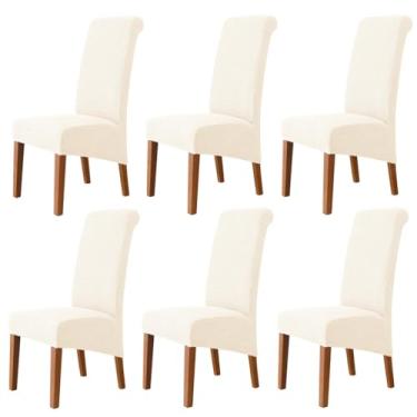 Imagem de Lzyjckh Capas elásticas para cadeiras de jantar, Capa para cadeiras com encosto alto, Protetor de cadeira removível e lavável, para decoração de casa, hotel, banquete, festa,Beige,6PCS
