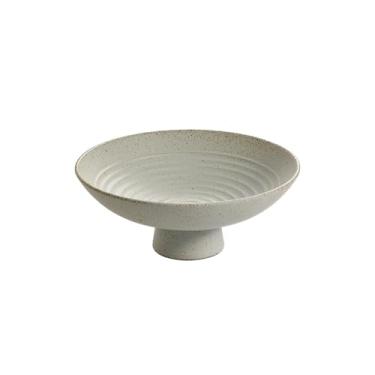 Imagem de Prato de jantar de cerâmica grossa retrô, nostálgico, simples, delicado, criativo e individual para restaurantes - prato de frutas de pé alto cinza arroz