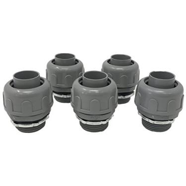 Imagem de Sealproof Conector de conduíte elétrico reto líquido não metálico de 2,5 cm, listado na UL, diâmetro de 2,5 cm, pacote com 5