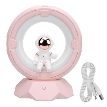 Imagem de Space Man Night Light for Kids USB Recarregável Led de cabeceira Lâmpada de cabeceira 3 Temperatura de cor Ajuste Tap sensor Design de iluminação macia Decoração de quarto ABS PC (Rosa)