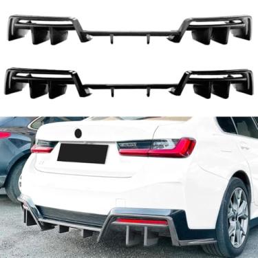 Imagem de Spoiler de para-choque traseiro compatível com 3 Series I3 2022+ Kit de carroceria para-choque traseiro avental de proteção acessórios de carro (preto brilhante)