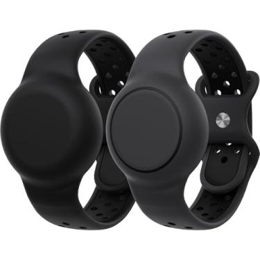 Imagem de Pulseiras impermeáveis compatíveis com AirTag para crianças, 2 pacotes com suporte de silicone com design de capa oculta, pulseira compatível com AirTag para crianças, suporte respirável para