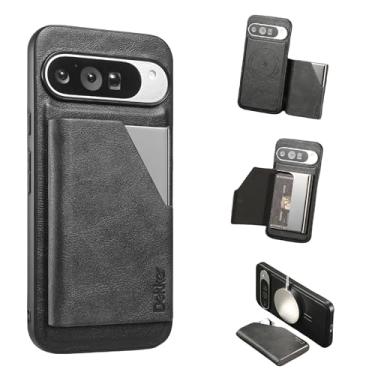 Imagem de JIAONASHIJIA Compatível com capa para Google Pixel 8a - carteira magnética de couro - bloqueio de RFID - suporte de cartão de crédito destacável 2 em 1 - capa à prova de choque - compartimentos para