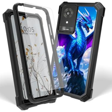 Imagem de Dikoer Capa para TCL K24/TCL K23/TCL 50 LE com protetor de tela, policarbonato rígido de camada dupla resistente e capa protetora de silicone à prova de choque para mulheres e homens, dragão legal