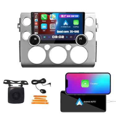 Imagem de Display Knobs CarPlay/Android Auto Autoradio Android FM Radio Navigation Stereo Pad Player GPS 10,1 polegadas QLED Touch Screen BT WiFi 2 Din Headunit Tablet para Toyota FJ Cruiser 2006-2020 Quad Core