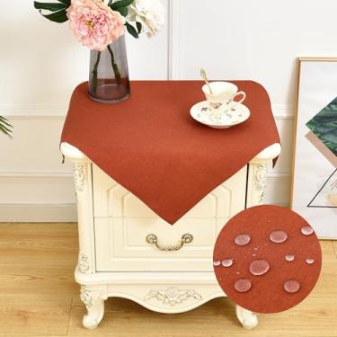 Imagem de Toalha de mesa quadrada pequena de linho sintético rústico resistente à água e ferrugem toalha de mesa lavável para mesa de cabeceira para casa, cozinha, quarto, 61 x 61 cm