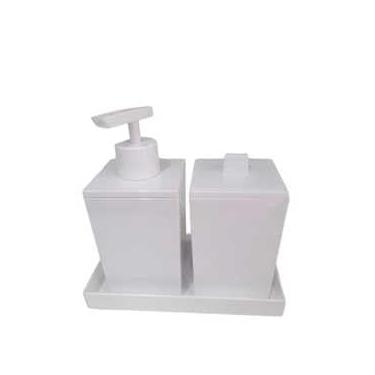 Imagem de Kit 3 Peças Porta Sabonete Algodão Cotonete Banheiro Lavabo (branco)