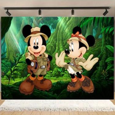 Imagem de Painel de festa infantil decorativo Mickey Safari - Shopp do Adesivo, 