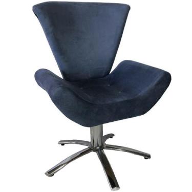 Imagem de Poltrona Giratória Elegance Sued Azul Marinho - Sua Casa Decor