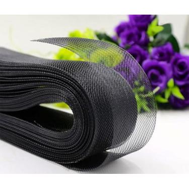 Imagem de Abbaoww Trança De Crina Cavalo Rígida 50 Jardas 1 Polegada Para Desossa Poliéster, Costura, Vestido Noiva, Vestidos Dança, Modelagem, Acessórios Corte, Preta