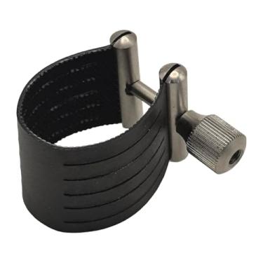 Imagem de Kokiya Abraçadeira para saxofone em couro PU com fecho para boquilha e anel de fixação para saxofone baixo e clarinete, 7.8 Cm X 7.2 Cm X