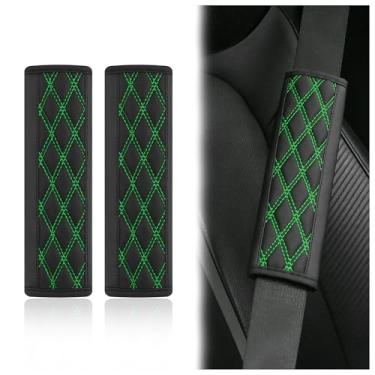 Imagem de wedfish 2 peças de capas de cinto de segurança de carro, capas de cinto de segurança de couro protegem o interior dos acessórios de ombro e pescoço, almofadas de alça de assento de carro universais
