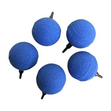 Imagem de predolo Bombas de ar de pedra para aquário de 5 peças de 50 mm com bico de 4-6 mm para sistemas DWC, acessórios de material mineral redondo, Azul
