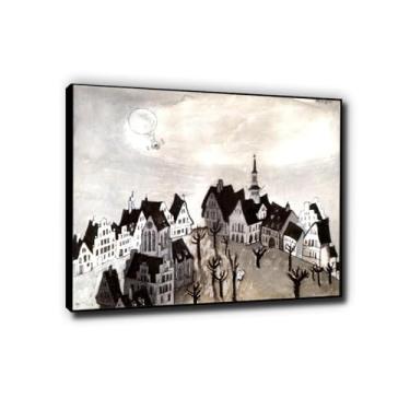 Imagem de "City at the Edge of the World"L - Pintura famosa - Pronto para pendurar - Impressões em tela - Reproduções em tela - Arte de parede abstrata para sala de estar 60 x 75 cm moldura preta