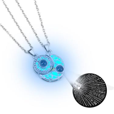 Imagem de ATLVXJL Conjunto de colar com pingente de quebra-cabeça de amizade BFF de aço inoxidável, 4 peças, com função luminosa, Small, Aço inoxidável, Zircão