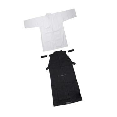 Imagem de Aymzbd Conjunto de Uniforme de Kendo Judô Masculino Feminino Dobok Ninjas Roupas Tradicionais Samurai, Branco e Preto, 185cm