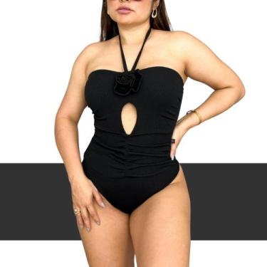Imagem de Body Feminino sem alça Detalhe Flor Sem Bojo Com Alça de Amarrar no Pe