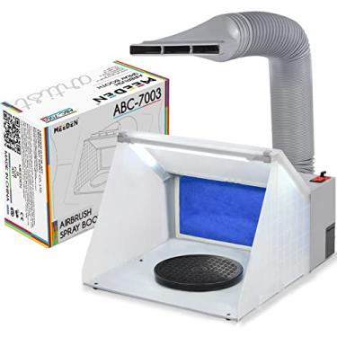 Imagem de MEEDEN Kit de cabine de pulverização de aerógrafo: cabine de pintura portátil com escova de ar - 3 luzes de LED, mangueira de exaustão de filtro de ar para modelos, artes, artesanato, brinquedos