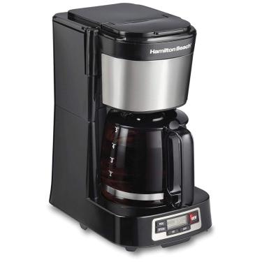 Imagem de Máquina de Café Hamilton Beach 5 Xícaras com Cesta FrontFill, Design Compacto, Relógio Programável, Jarra de Vidro, Pausa Automática