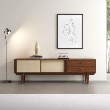 Imagem de Rack Madeira 175 cm Retrô 2 Gavetas TV 75 Castanho Simona - IDIMEX