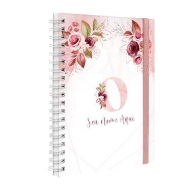 Imagem de Agenda Planner Semanal Plus 2026 Personalizada Monograma Floral Letra O (Branco E Rosa)