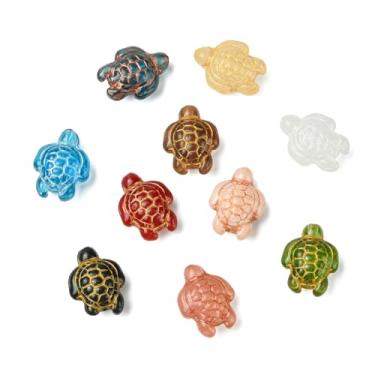 Imagem de UR URLIFEHALL 12 peças, 12 cores, contas de tartaruga, feitas à mão, tartaruga, oceano, animal, espaçador, para fazer você mesmo, pulseira de verão, colar, fabricação de joias