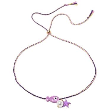 Imagem de Colar feminino com pingente de estrela-do-mar e peixe de praia com pingente de pérola colorido costeiro ajustável havaiano, joias de verão e praia, presente, Large, Cerâmica, Sem Pedra Preciosa