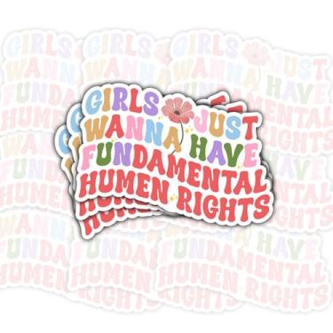 Imagem de Adesivo de 3 peças Girls Just Wanna Have Fundamental Human Rights – Decalque de vinil feminista para laptop, garrafa de água, caderno – Adesivo de protesto pela igualdade para mulheres, adolescentes e