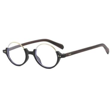 Imagem de Óculos de sol redondos vintage sem aro, femininos, fashion, uv400, masculino (madeira, preto, transparente)