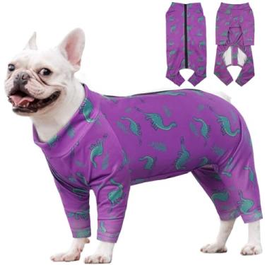 Imagem de OUOBOB Pijamas para cães, pijamas para cães de tamanho médio, macacão elástico para cães de Natal, macacão para cães, macacão para recuperação de cirurgia para cães, antilambidas e ansiedades, roupas