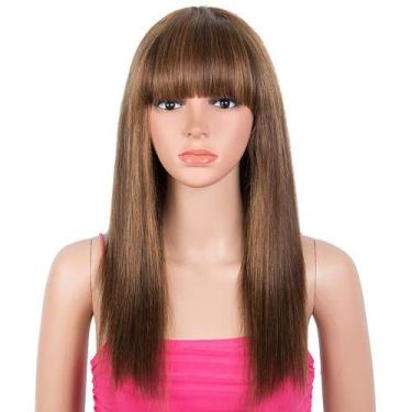 Imagem de Peruca Rebecca Fashion Ombre Brown Straight com franja de 18"