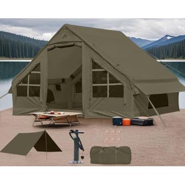 Imagem de Barraca inflável de acampamento para 4 a 6 pessoas, barracas infláveis de glamping de 9,8 x 7,2 pés com lonas grandes, atualização de 2025, barracas infláveis de fácil configuração para acampamento