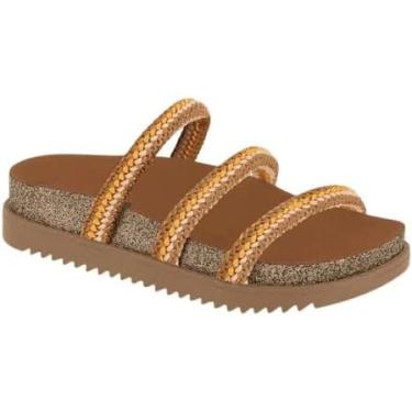 Imagem de Sandália Papete Moleca Tiras de Corda 5500.110 - Dourado (Mostarda, BR, Adulto, Numérico, 36)